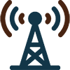 Radio tower with announcement icons signifying notifications for Franklin County Land Bank Board Meetings